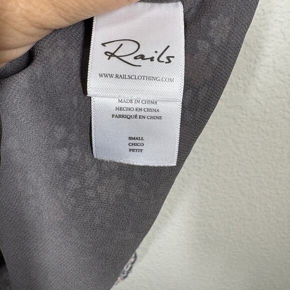 Rails Small Janelle Black Vintage Floral Shift Dress Tiered V Neck Tie Shoulder - Picture 8 of 10